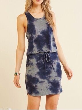 Sundry Gray & Blue Tie Dye Racerback Coverup Dress